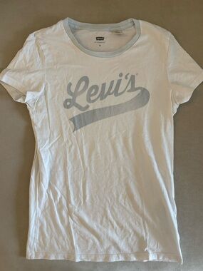 Levi's White Tee with Light Blue Logo